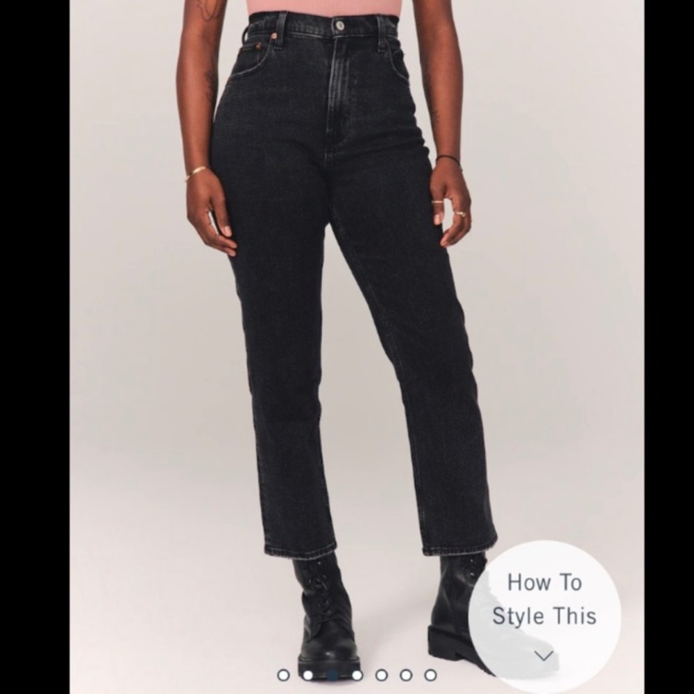Abercrombie and Fitch Ankle Straight ultra high-rise 29 8 black stretch vintage